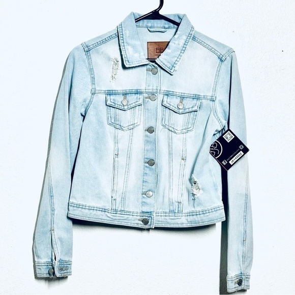 BBJ Boom Boom Jeans basic denim jacket light wash size small NWT - Picture 3 of 9
